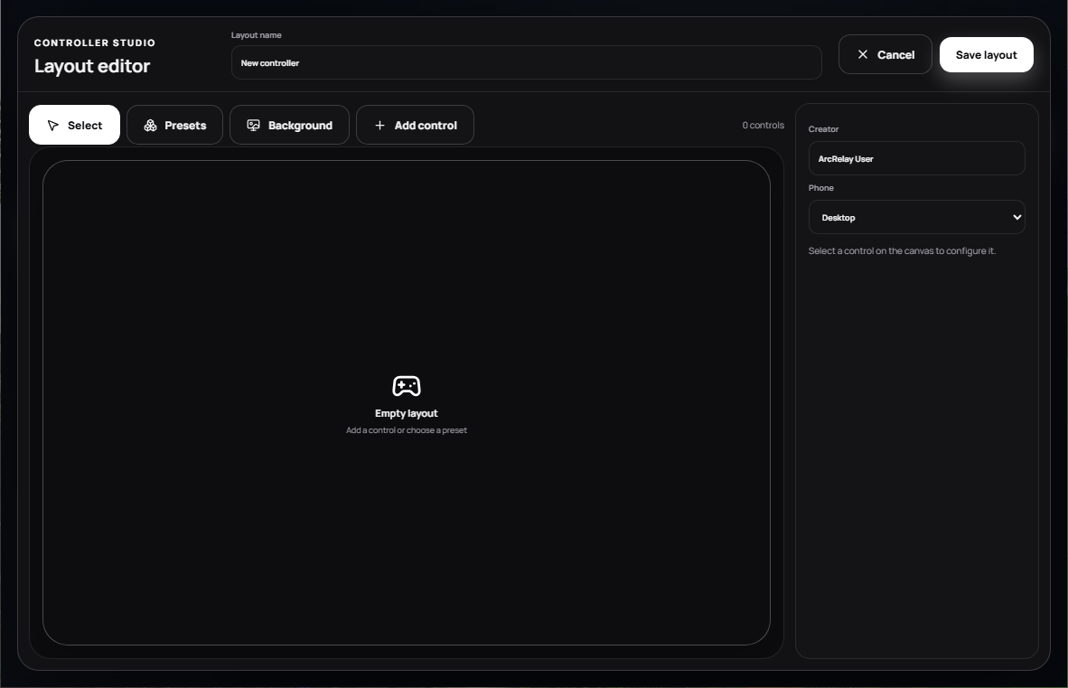 ArcRelay layout editor on Windows