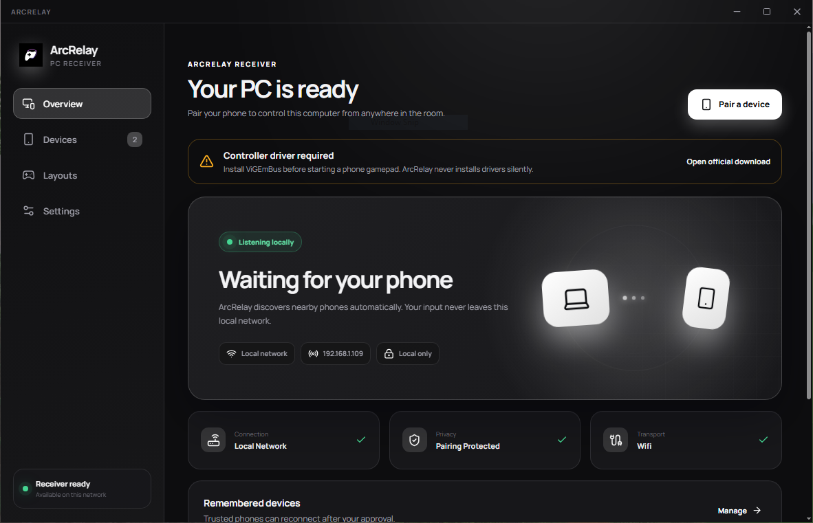 ArcRelay Windows receiver